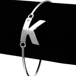 Initial "K" Bangle Bracelet, Silver